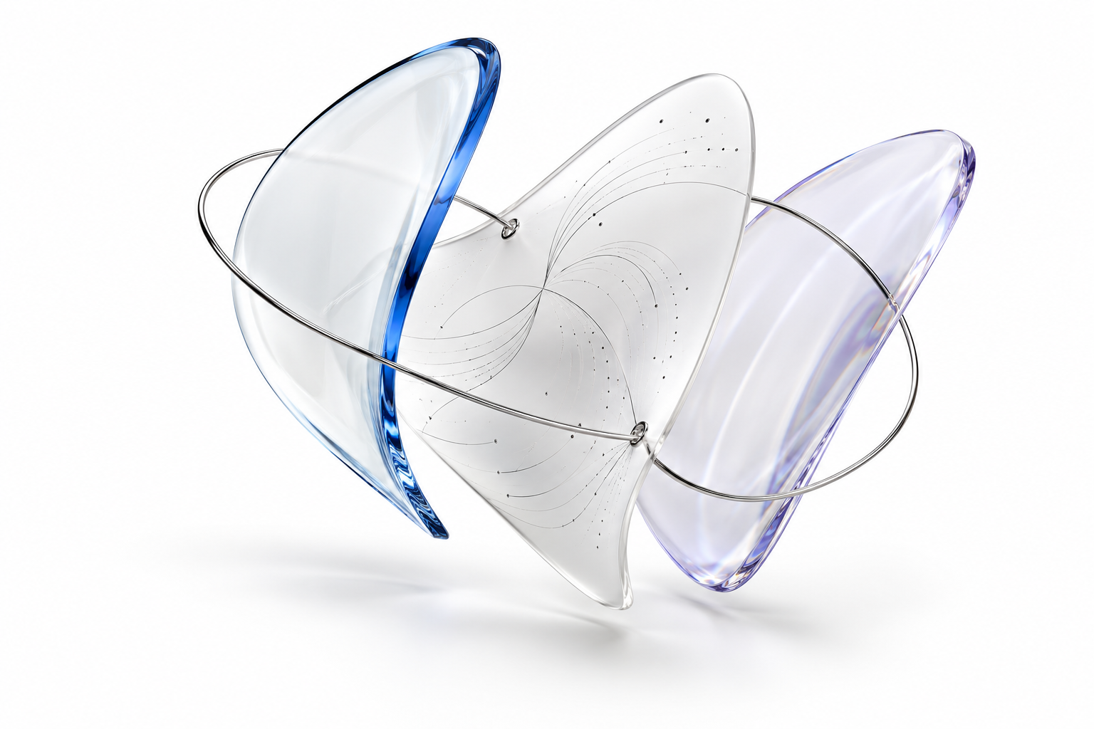Abstract optical glass sculpture representing connected evidence