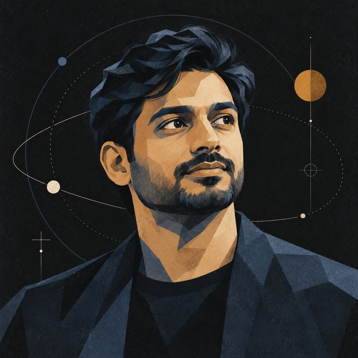 Generated illustrative portrait artwork for Tanishk Arora, not intended as a likeness