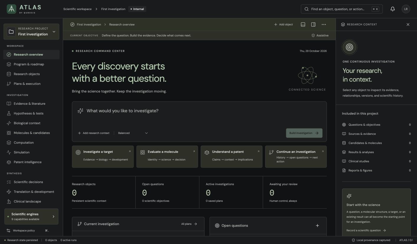 ATLAS first-run research workspace captured from the source application