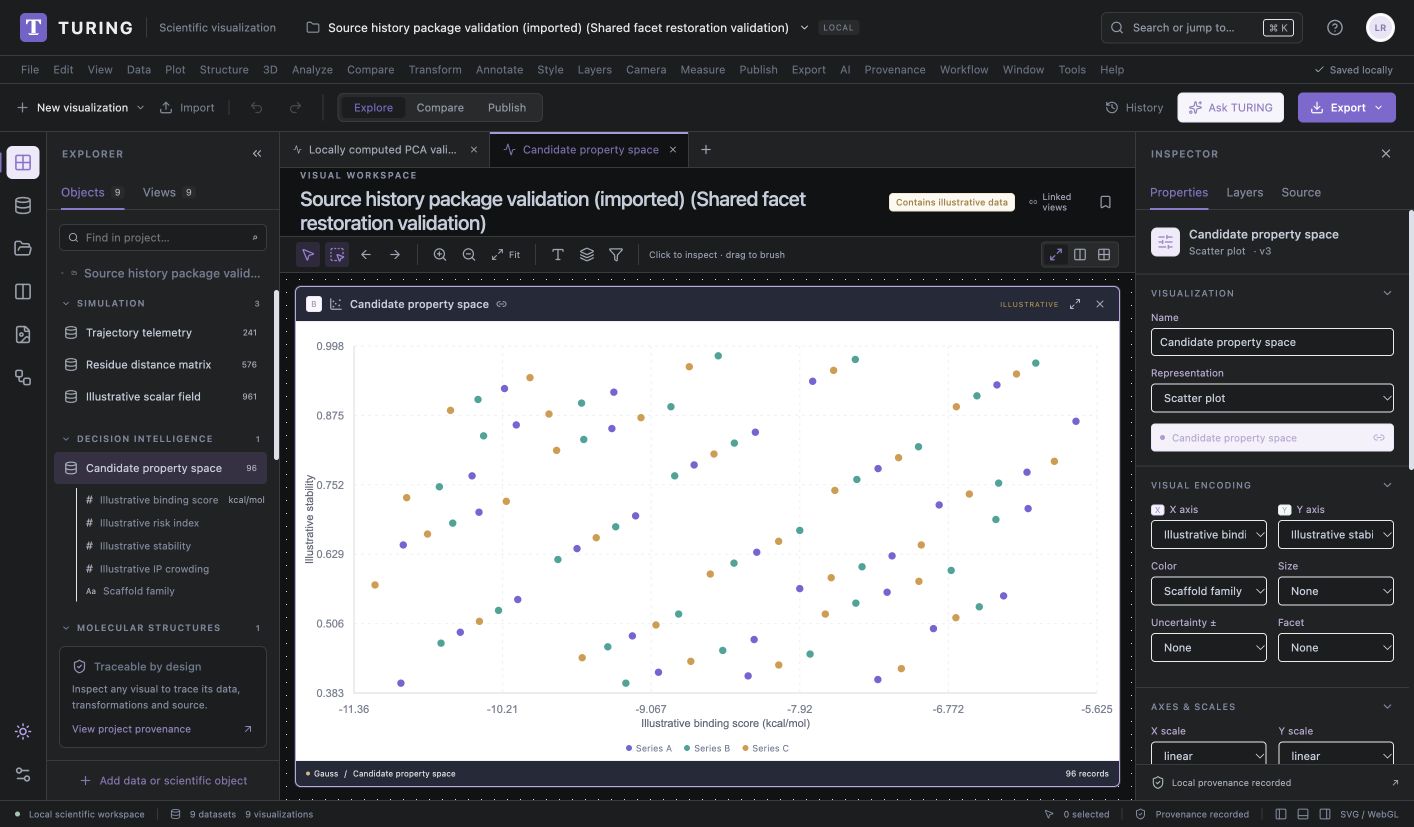Turing scientific visualization workspace captured from the source application
