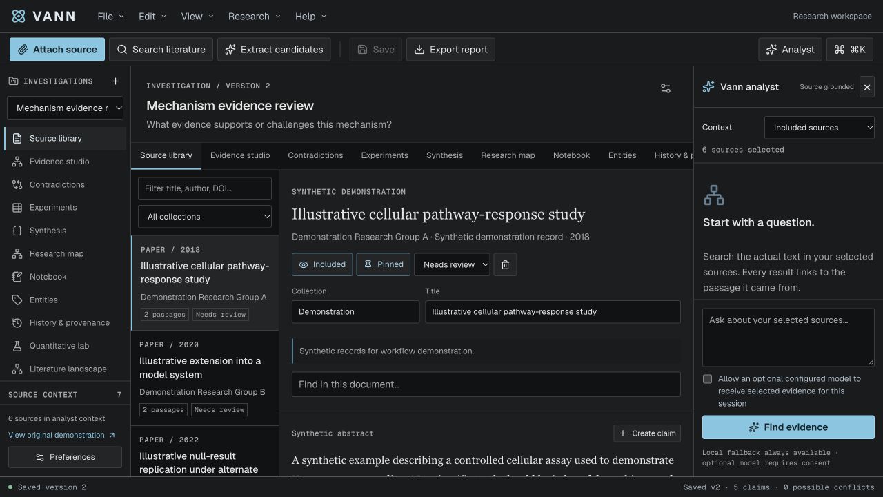 Vann evidence studio captured from the source application